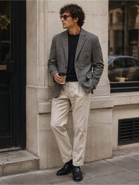 Le 31 Gray Tweed Blazer | Preppy Menswear Tailored Jacket/42R